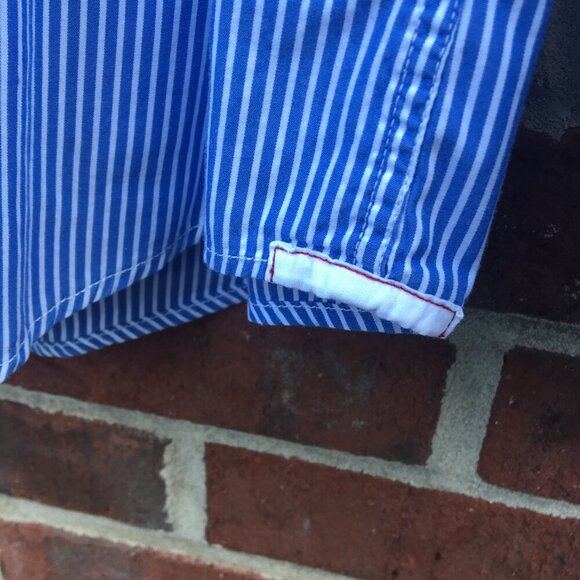 American Eagle Button Up Shirt Mens Large Blue White Stripe Vintage Fit - Picture 4 of 13